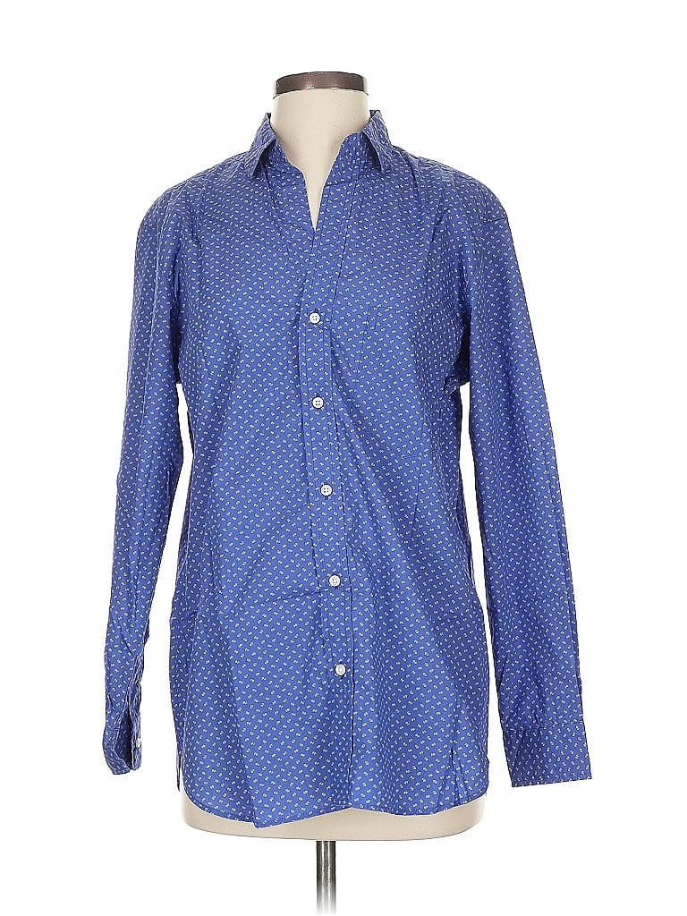 Frank & Eileen 100% Cotton Polka Dots Blue Long Sleeve Button-Down Shirt Size S - photo 1