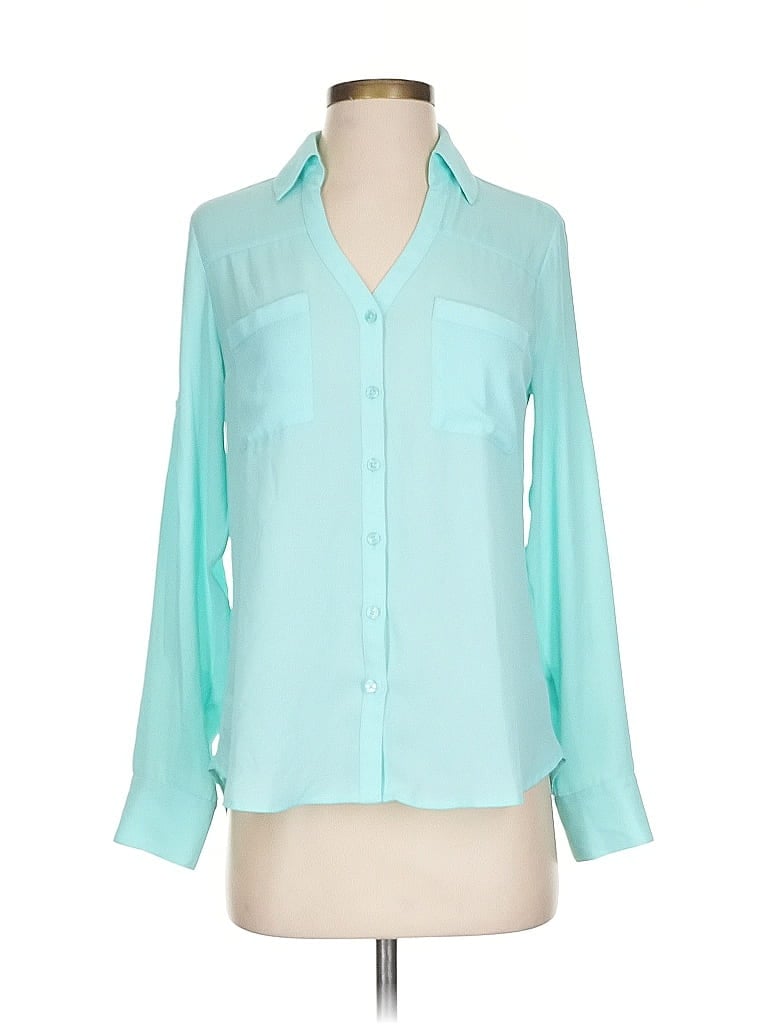 Pre-owned Express Long Sleeve Blouse In Blue