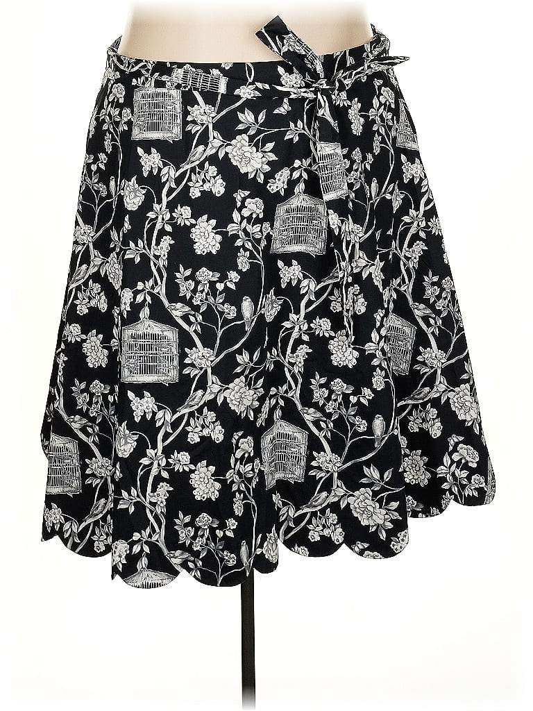 Talbots 100% Cotton Print Black Casual Skirt Size 24 - photo 1