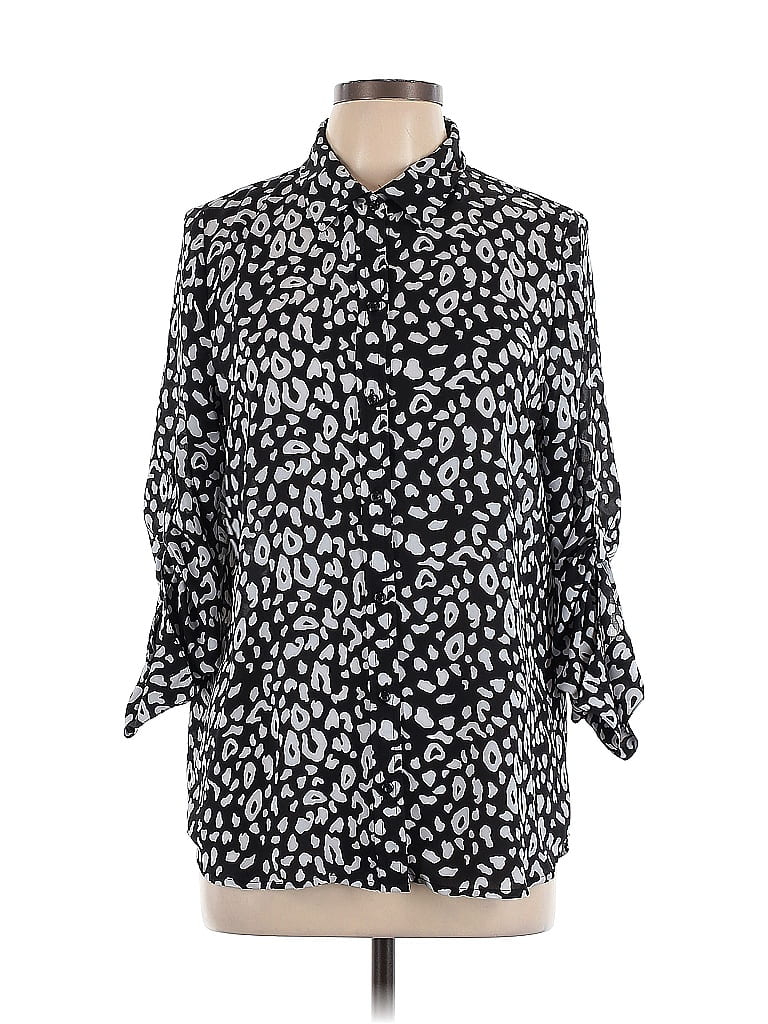 Pre-owned Apt. 9 3/4 Sleeve Blouse In Black
