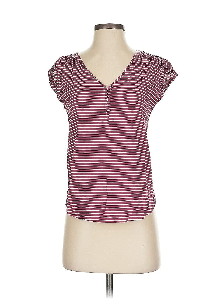 Pre-owned Abercrombie & Fitch Short Sleeve Top Burgundy V Neck Tops