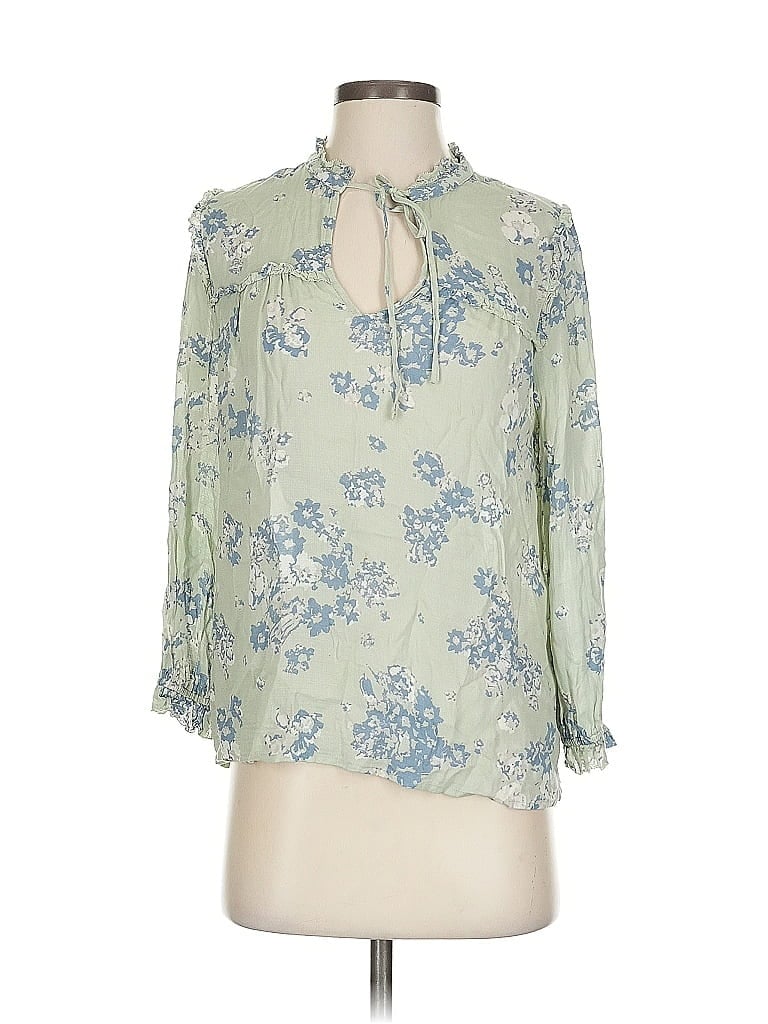Pre-owned Lucky Brand 3/4 Sleeve Blouse In Green