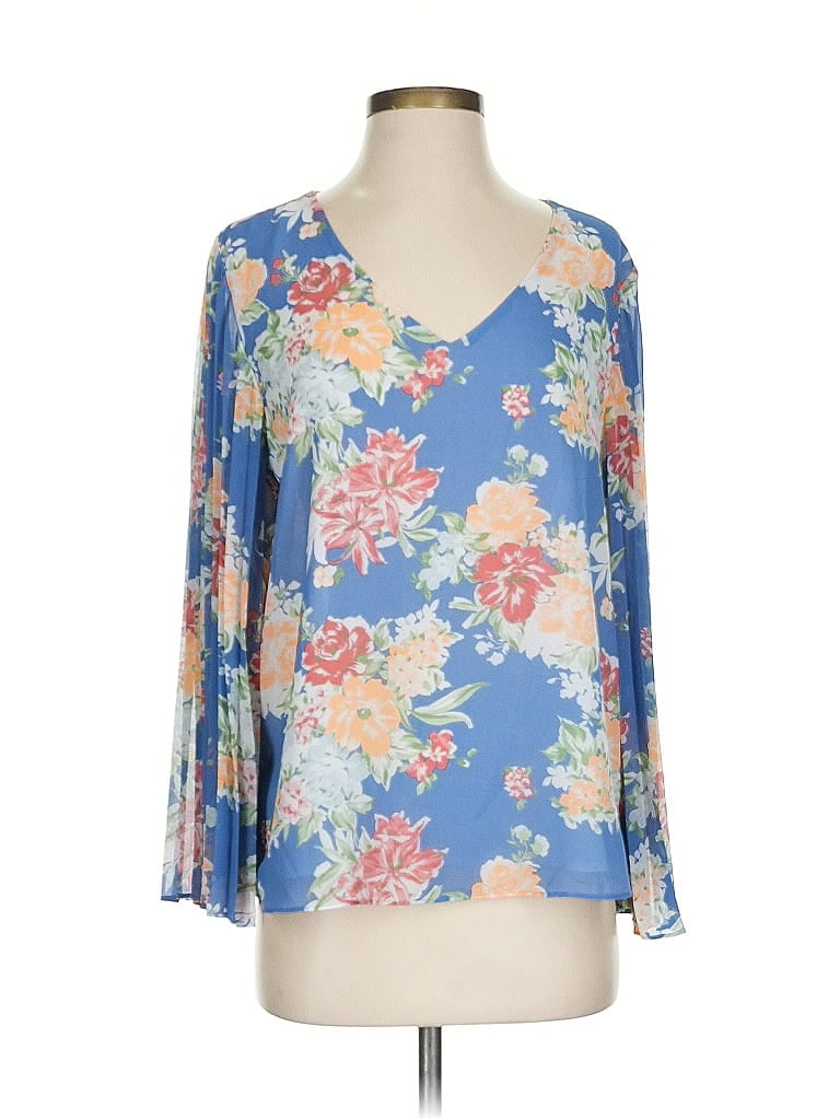 Pre-owned Laurie Felt 3/4 Sleeve Blouse In Blue