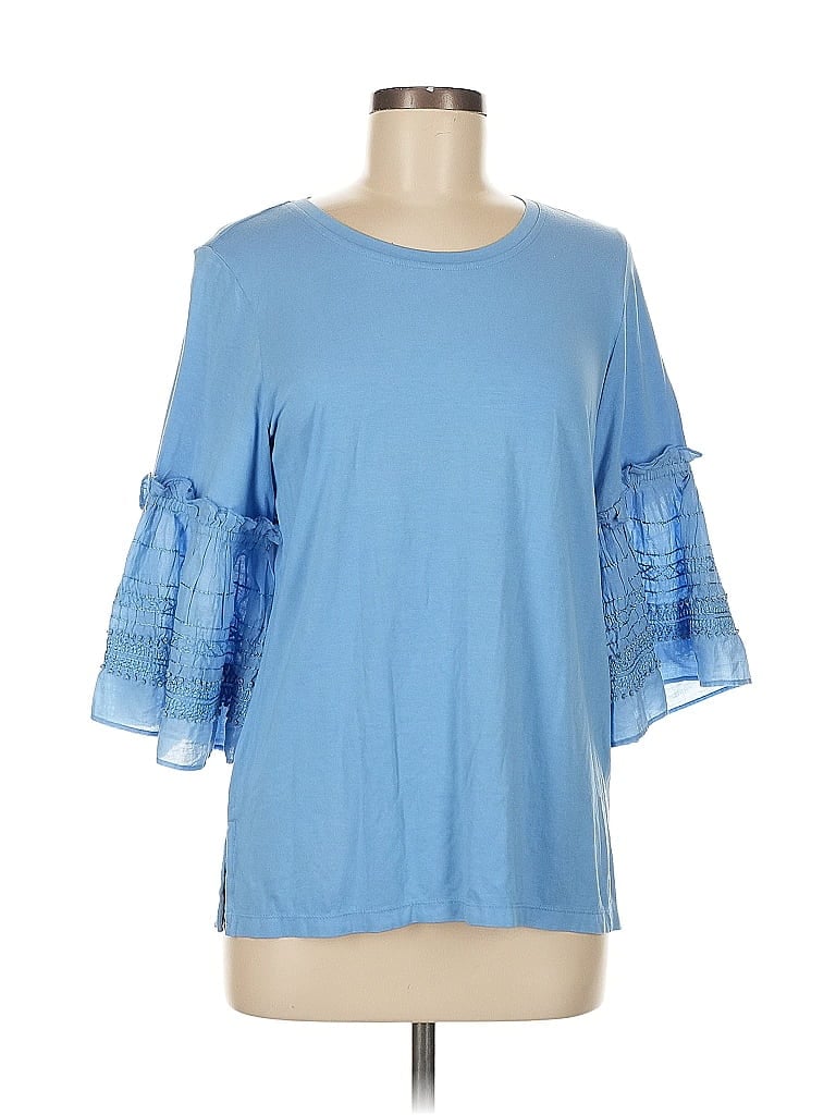 Pre-owned Kobi Halperin 3/4 Sleeve Top Blue Cold Shoulder Neckline Tops