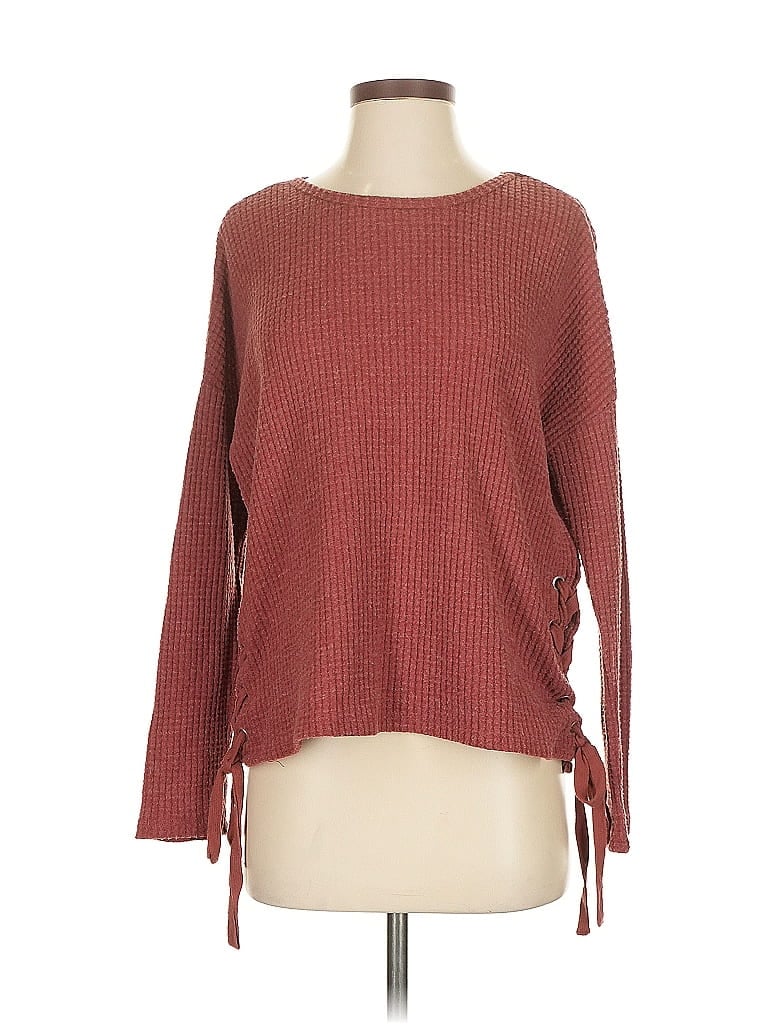 Pre-owned Z Supply 3/4 Sleeve T-shirt In Burgundy