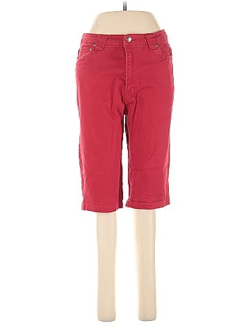 Roaman's 1990s Red Cotton Blend Knee-Length Denim Shorts (view 1)