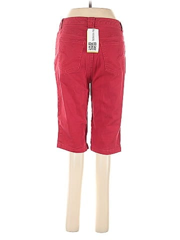 Roaman's 1990s Red Cotton Blend Knee-Length Denim Shorts (view 2)