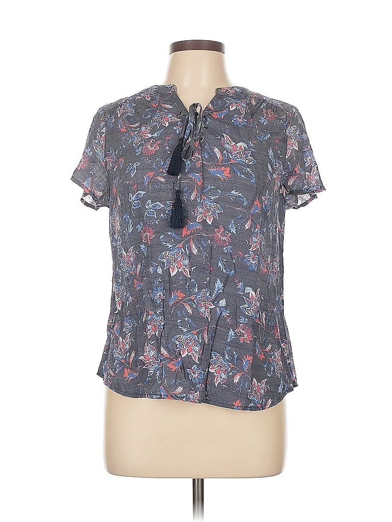 Pre-owned St. John's Bay Short Sleeve Blouse In Blue