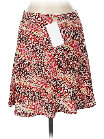 Blunauta Vibrant Red Floral Pattern Mini Skirt (view 2)
