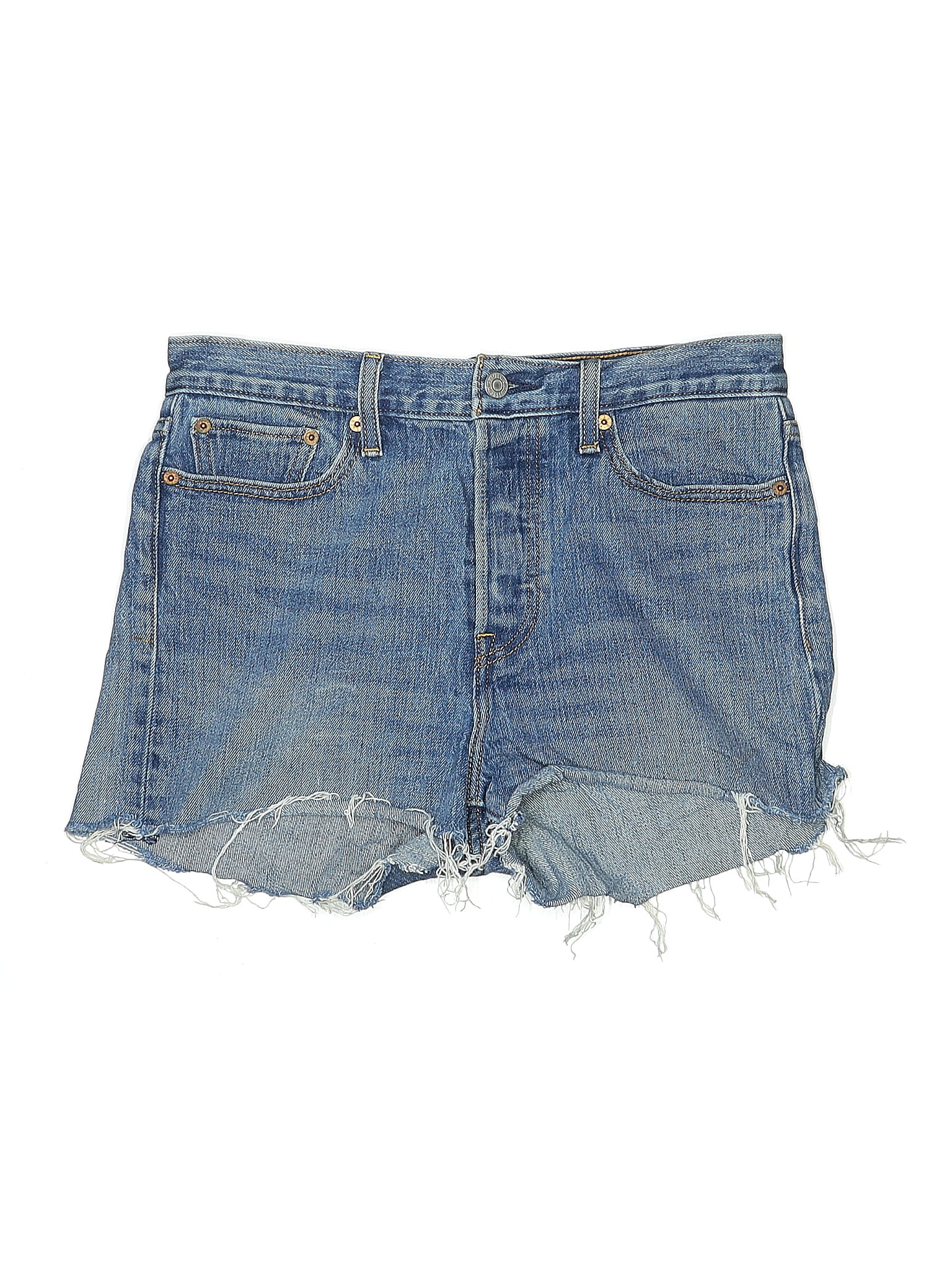 Levi&apos;s Blue Classic Blue Frayed Denim Shorts Size 29 waist