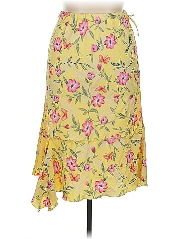 Sag Harbor Yellow Floral Print Casual Skirt (view 1)