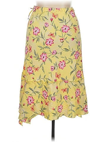 Sag Harbor Yellow Floral Print Casual Skirt (view 2)
