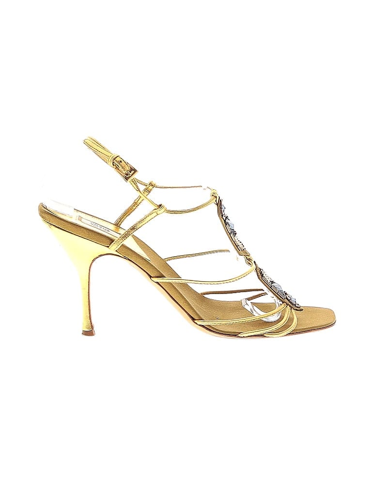 Prada Gold Satin Crystal Embellished Sandals Size EU 39 - photo 1