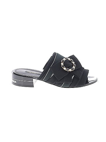 Dolce & Gabbana Crystal Embellished Bow Slide Sandals (view 1)