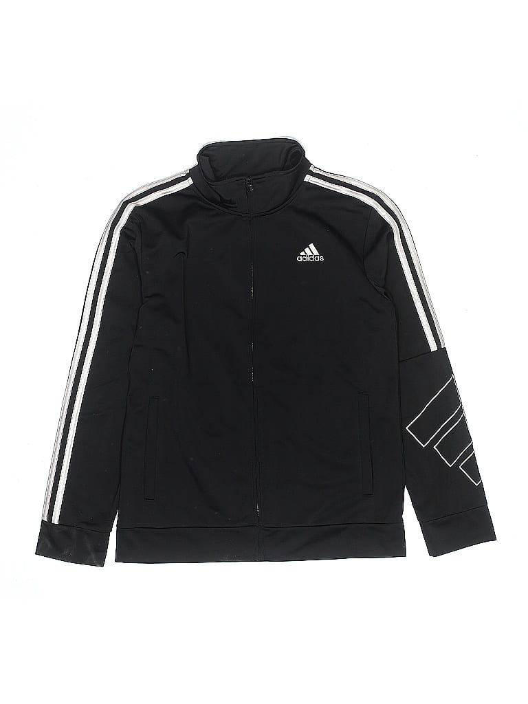 Adidas 100% Polyester Black Track Jacket Size 14 - photo 1