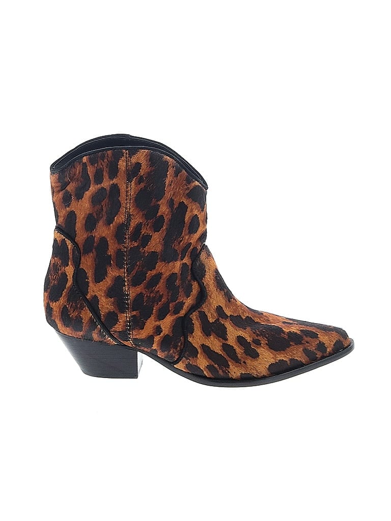 Schutz Animal Print Brown Ankle Boots Size 7 1/2 - photo 1