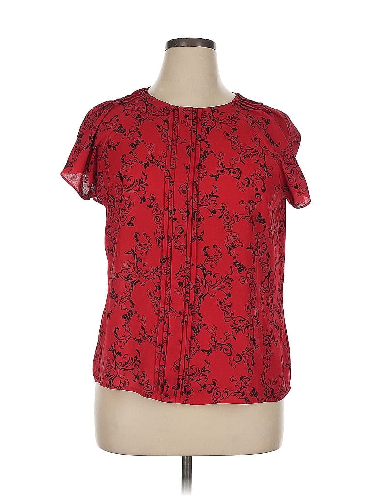 Pre-owned Worthington Short Sleeve Blouse In Red