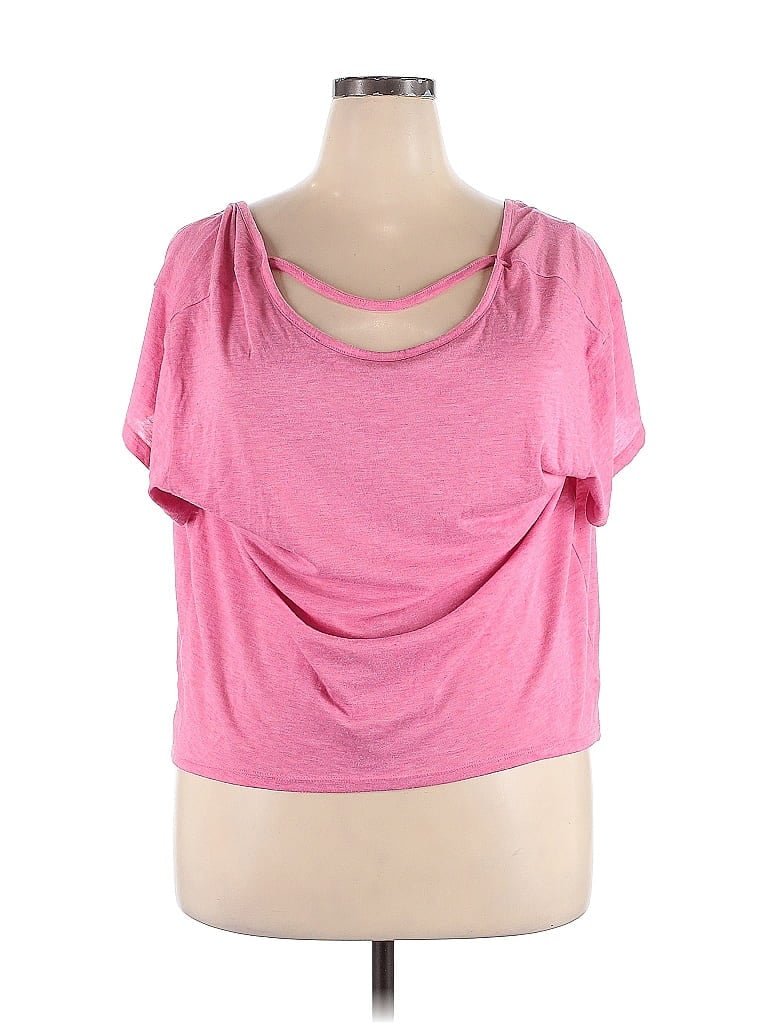 ALTERNATIVE Color Block Solid Pink Short Sleeve T-Shirt Size XL - photo 1