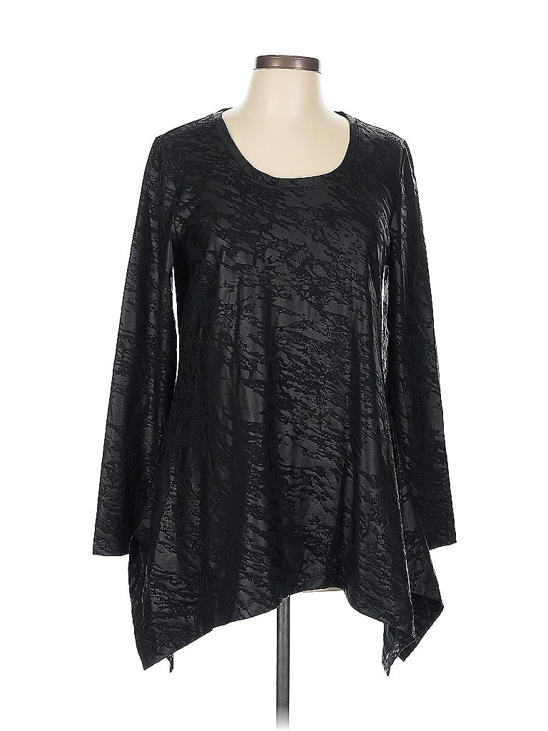 Philosophy Republic Clothing Long Sleeve Top Black Scoop Neck Tops