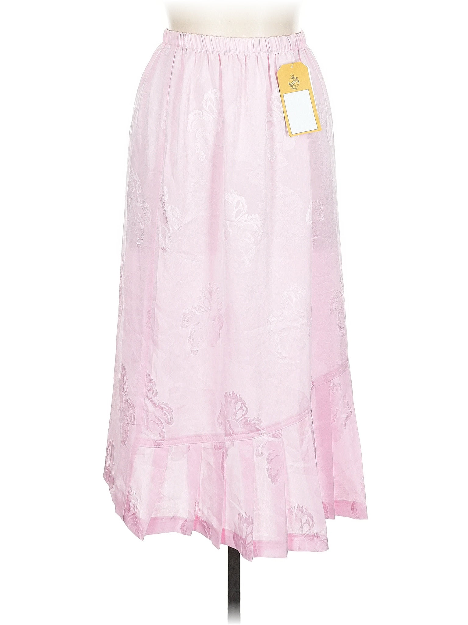 Unbranded 100% Polyester Pink Sheer Pink Floral Print Skirt Size L