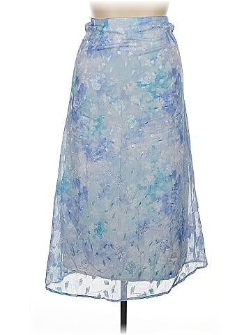 DressBarn Blue Floral Sheer Midi Skirt (view 1)
