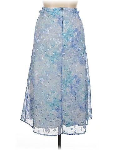 DressBarn Blue Floral Sheer Midi Skirt (view 2)
