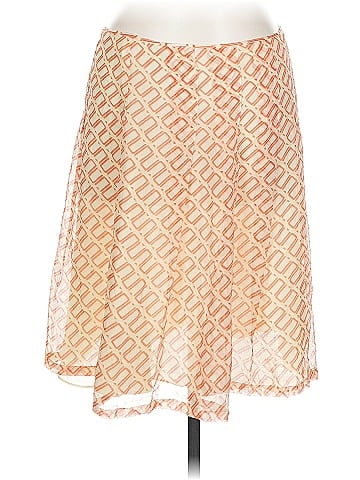 Bob Mackie Vibrant Orange Geometric Silk Skirt (view 1)