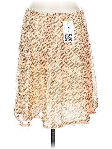 Bob Mackie Vibrant Orange Geometric Silk Skirt (view 2)