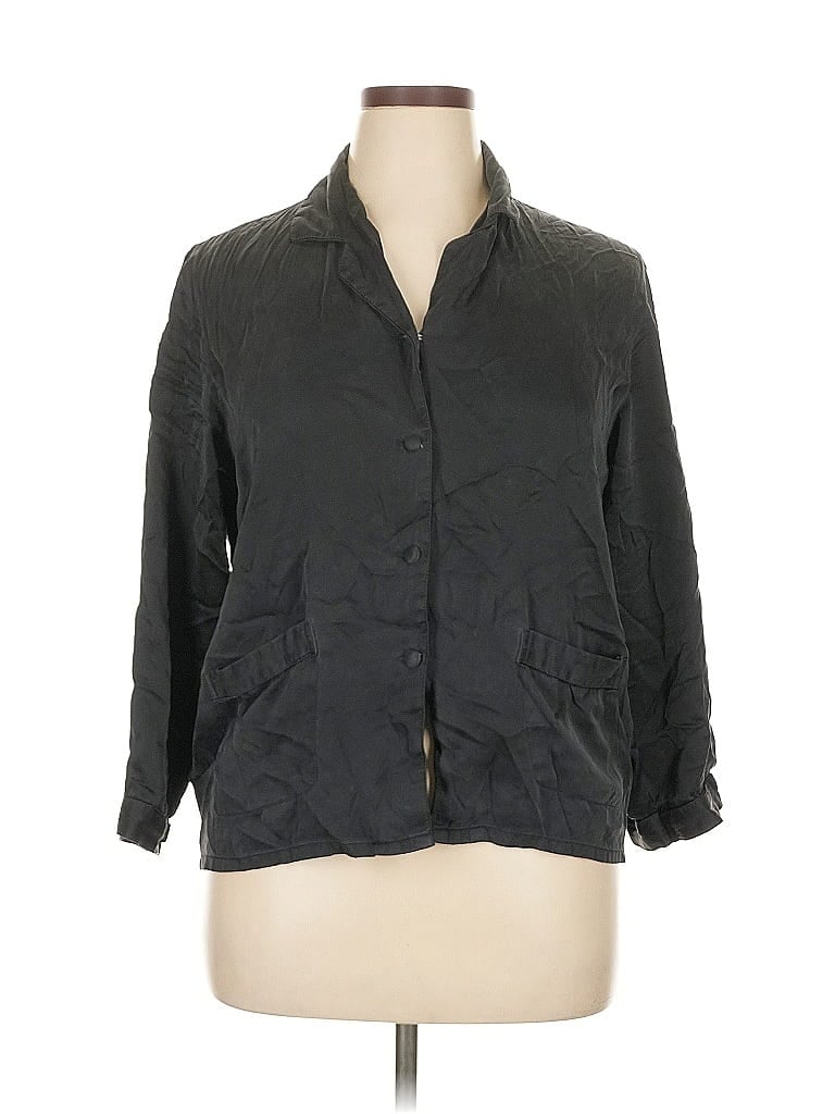 Pre-owned Assorted Brands 3/4 Sleeve Button Down Shirt In Black