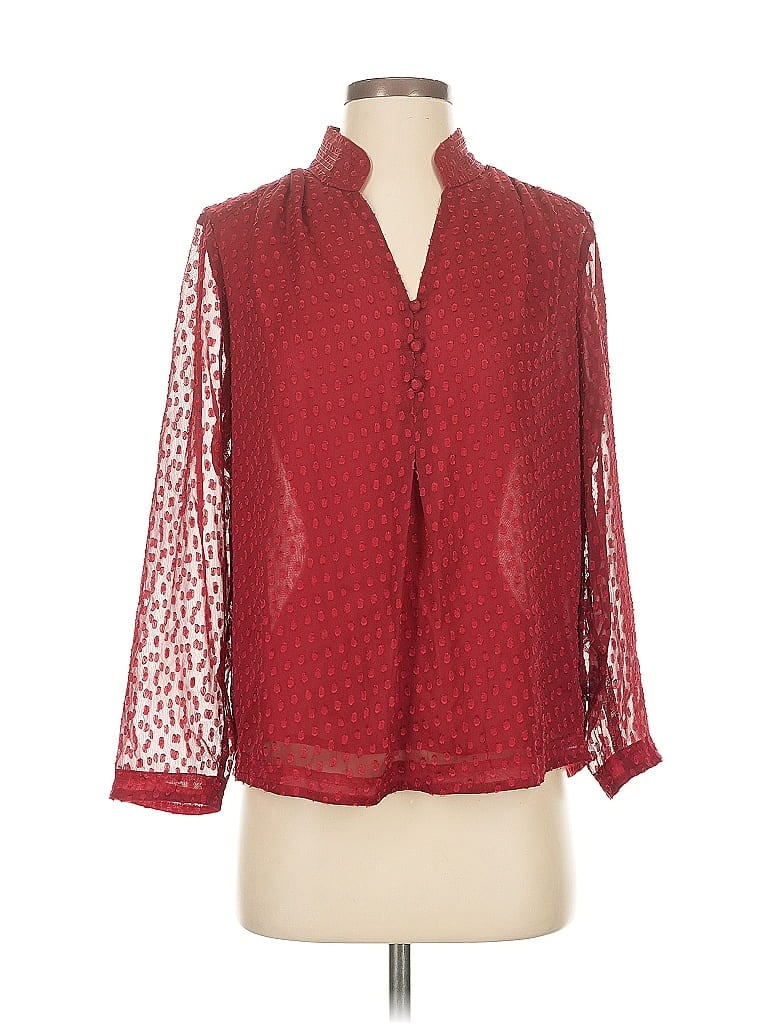 Pre-owned Nic + Zoe 3/4 Sleeve Blouse In Red