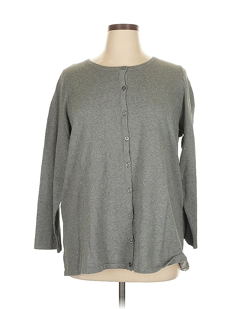 Catherines 100% Cotton Gray Cardigan Size 0X - photo 1