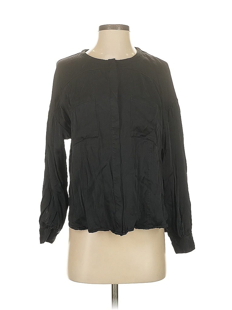 Pre-owned Pilcro Long Sleeve Blouse In Black