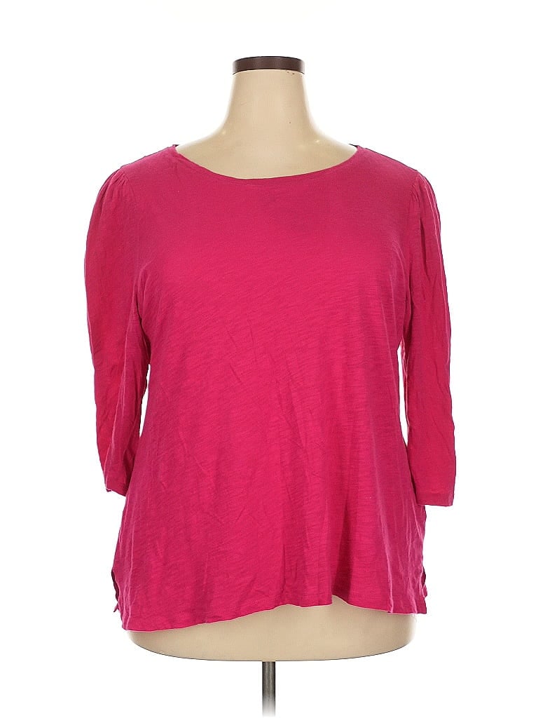 Pre-owned Inc International Concepts 3/4 Sleeve T-shirt In Pink