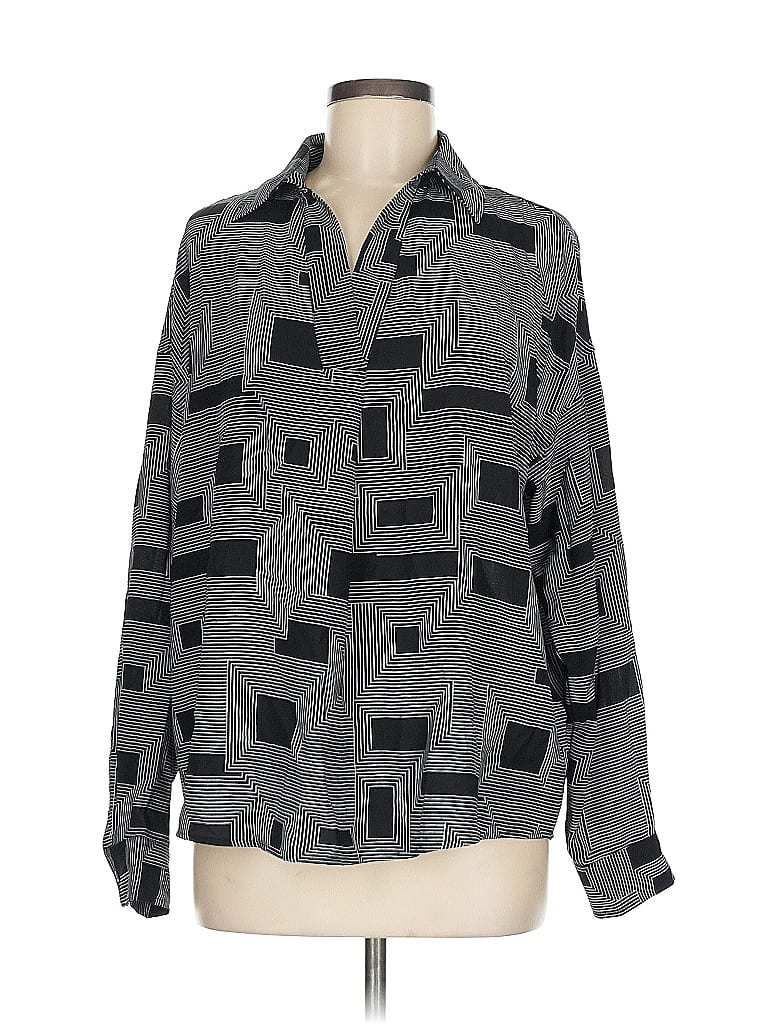 Click to view more detailed imagery on our partner's website Pre-owned Rafaella Long Sleeve Blouse In Gray