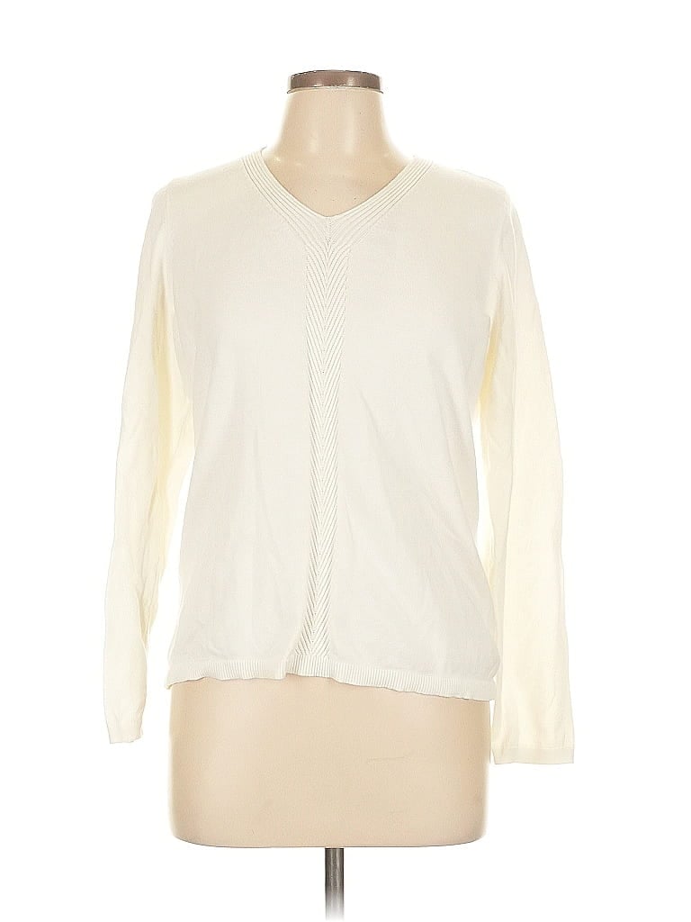 Pre-owned Talbots Outlet Pullover Sweater In White