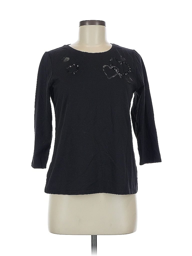 Pre-owned Chico's 3/4 Sleeve T-shirt In Black