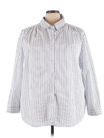 Roaman's 3/4 Sleeve Button-Down Shirt (view 1)