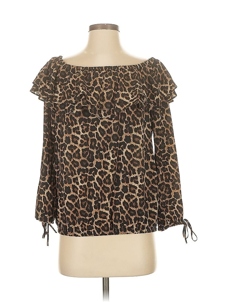 Pre-owned Michael Michael Kors 3/4 Sleeve Blouse In Brown