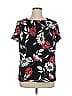 Liz Claiborne Career Floral Black Short Sleeve Blouse Size XL - photo 1