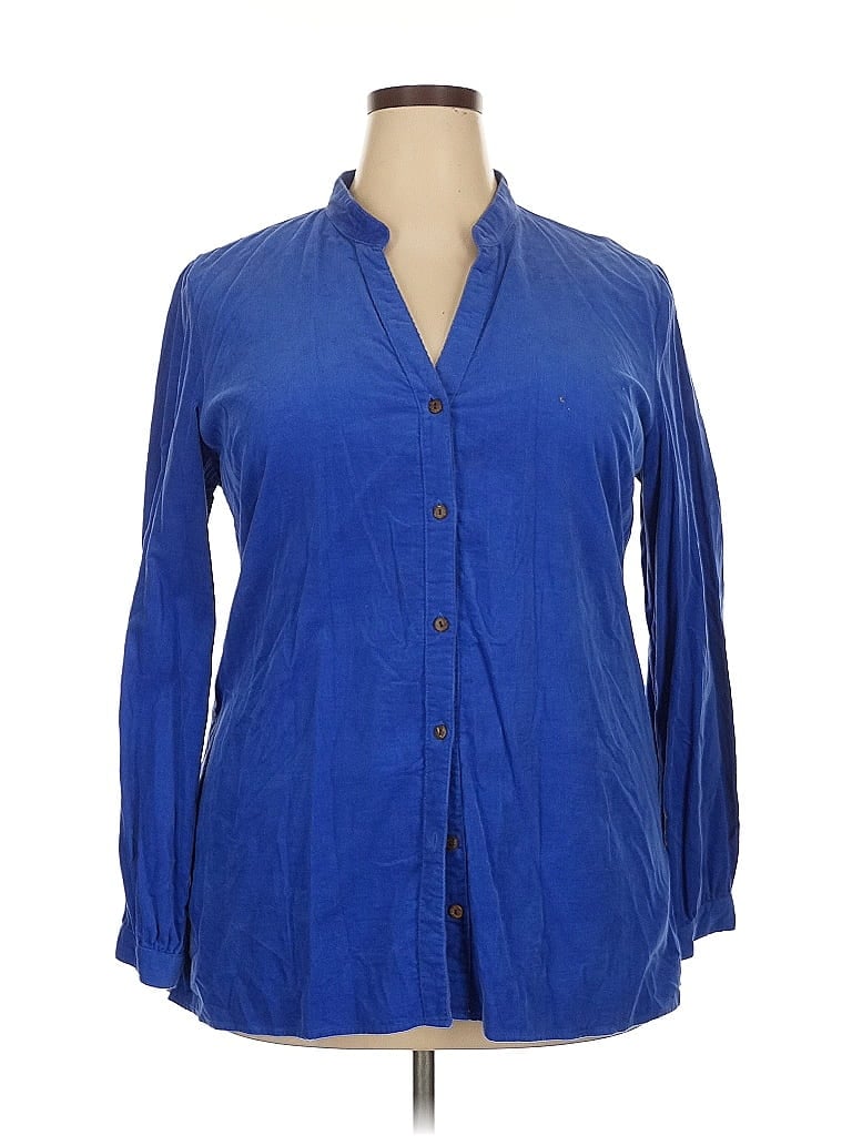 Chadwicks 100% Cotton Blue Long Sleeve Blouse Size 18 - photo 1