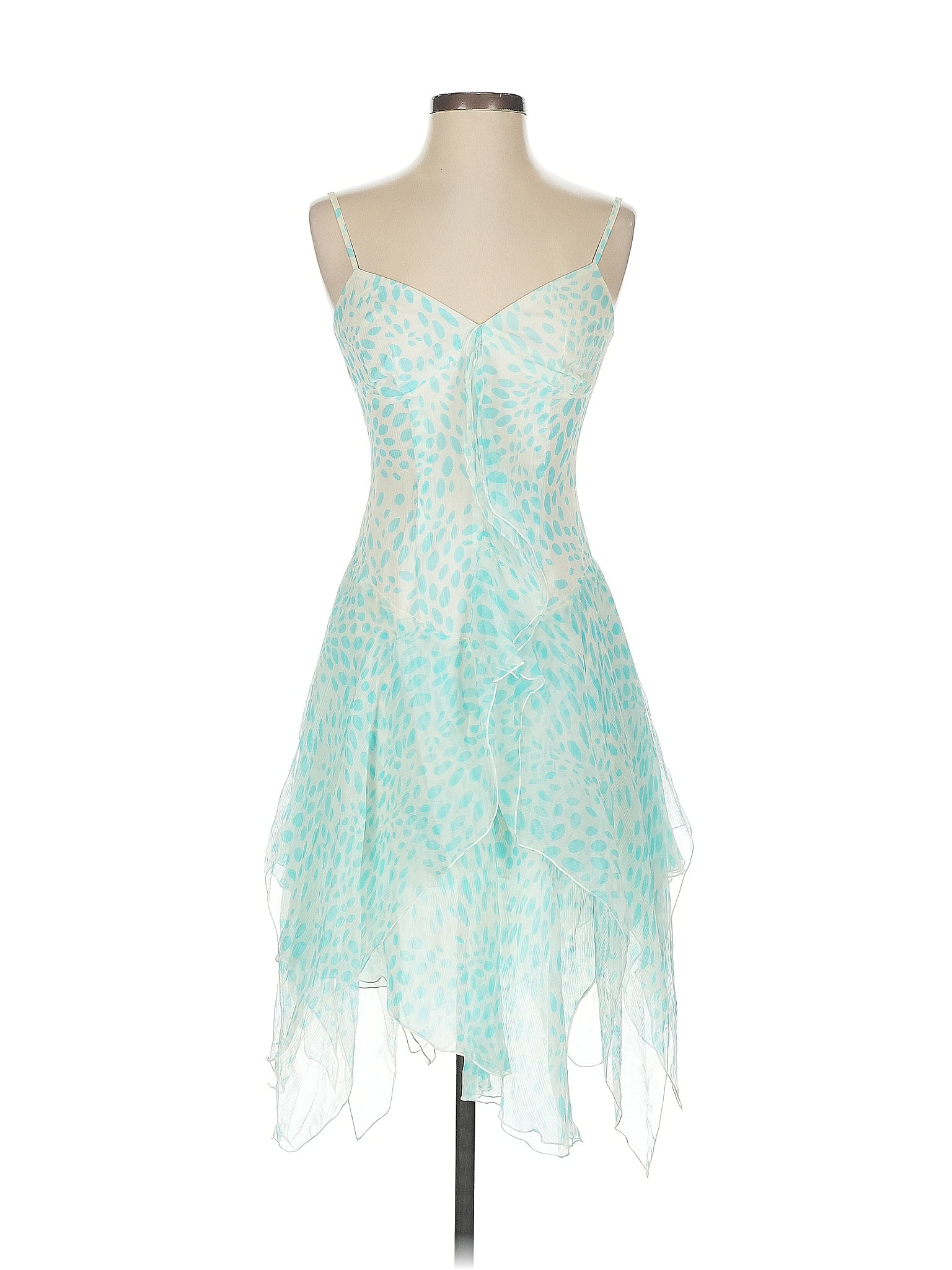 Trina Turk 100% Silk Teal Cocktail Dress Size 4