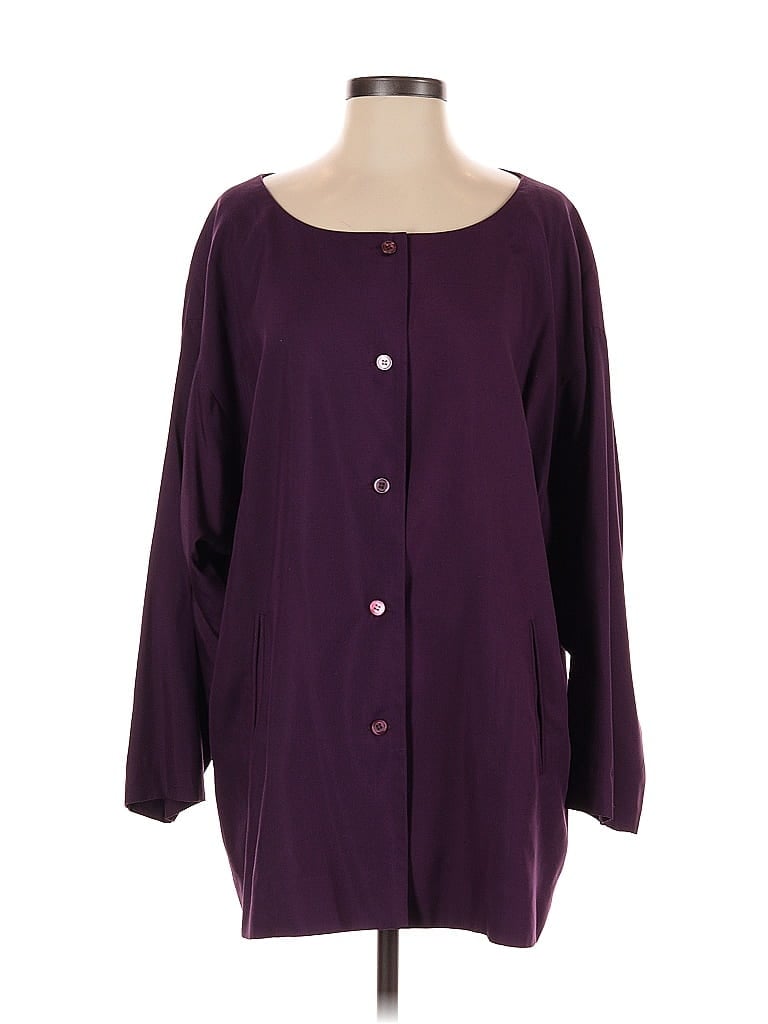 Pre-owned Michael Kors 3/4 Sleeve Silk Top Purple Square Neckline Tops