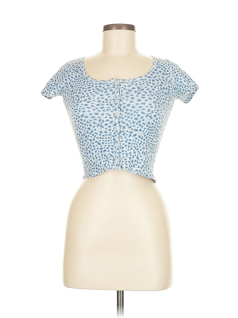 Pre-owned Brandy Melville Short Sleeve Top Blue Sweetheart Neckline Tops