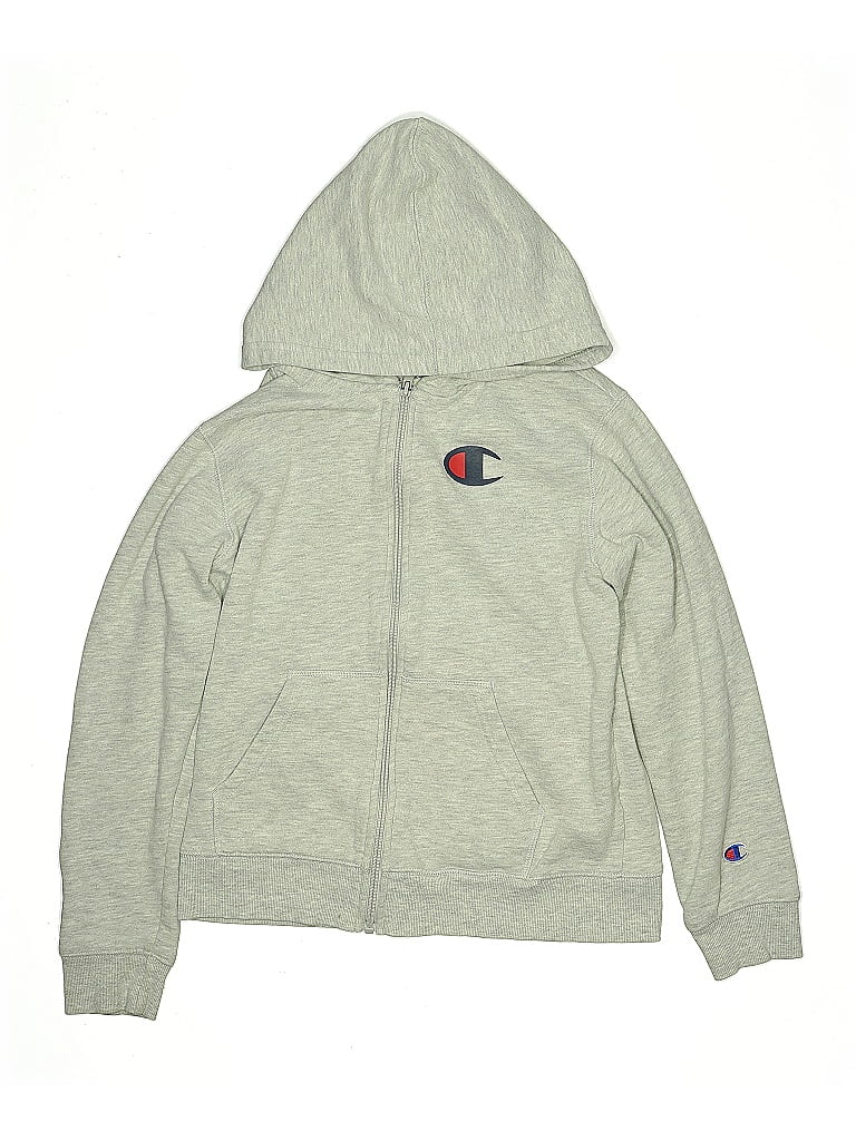 Pre-owned Champion Kids' Zip Up Hoodie In Gray