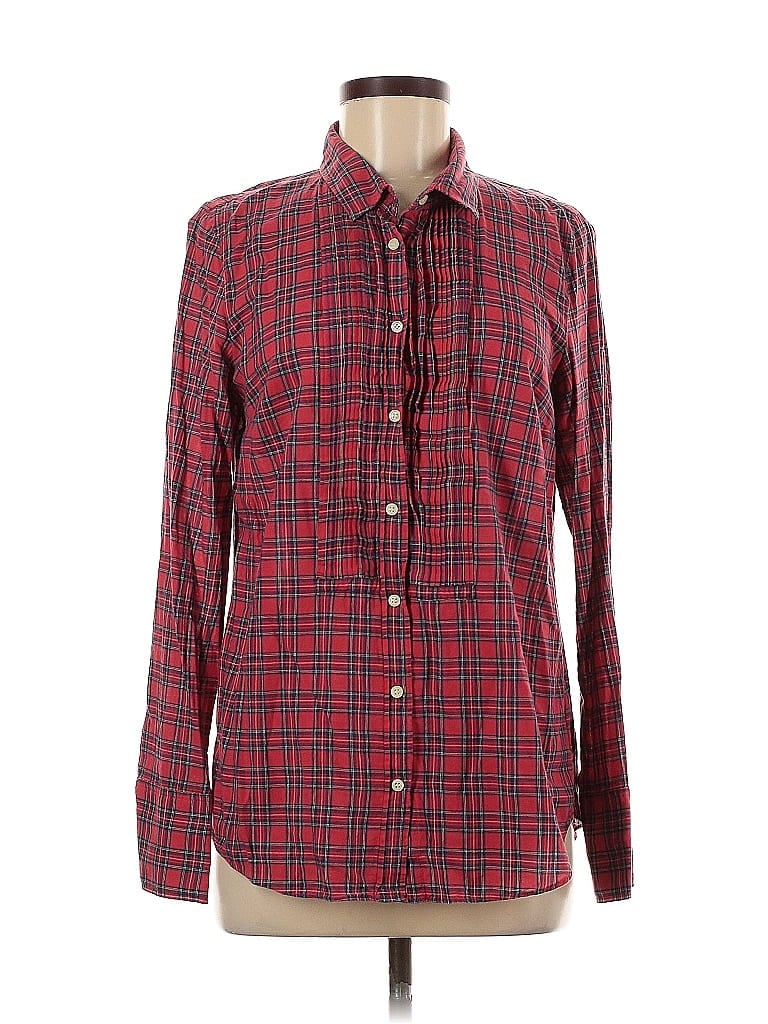 Pre-owned J.crew Factory Store Long Sleeve Button Down Shirt In Red
