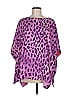 IMAN 100% Polyester Animal Print Tropical Solid Purple Kimono Size M - photo 1