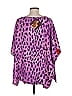 IMAN 100% Polyester Animal Print Tropical Solid Purple Kimono Size M - photo 2