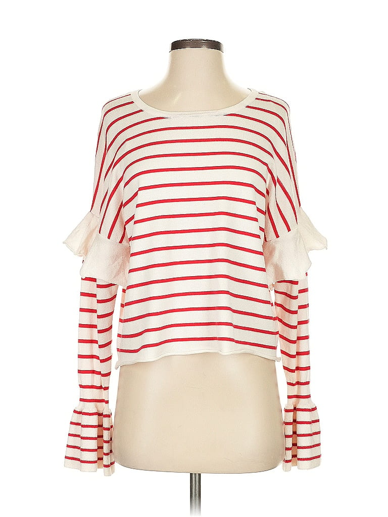 Pre-owned Love X Design Long Sleeve Top Red Boatneck Tops