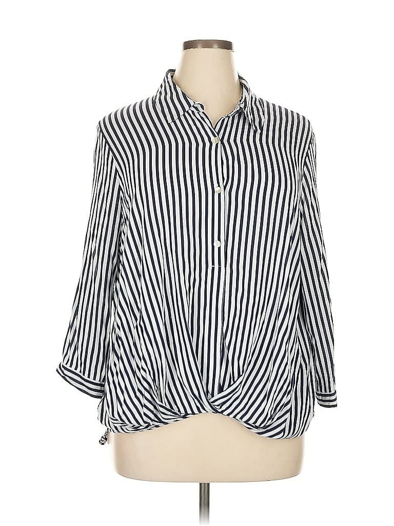 Pre-owned Just Living 3/4 Sleeve Blouse In Black