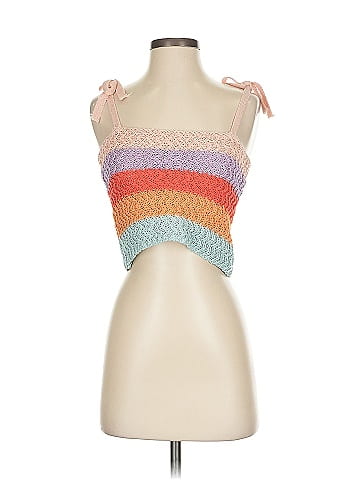 Pol Multicolor Crochet Striped Tank Top (view 1)